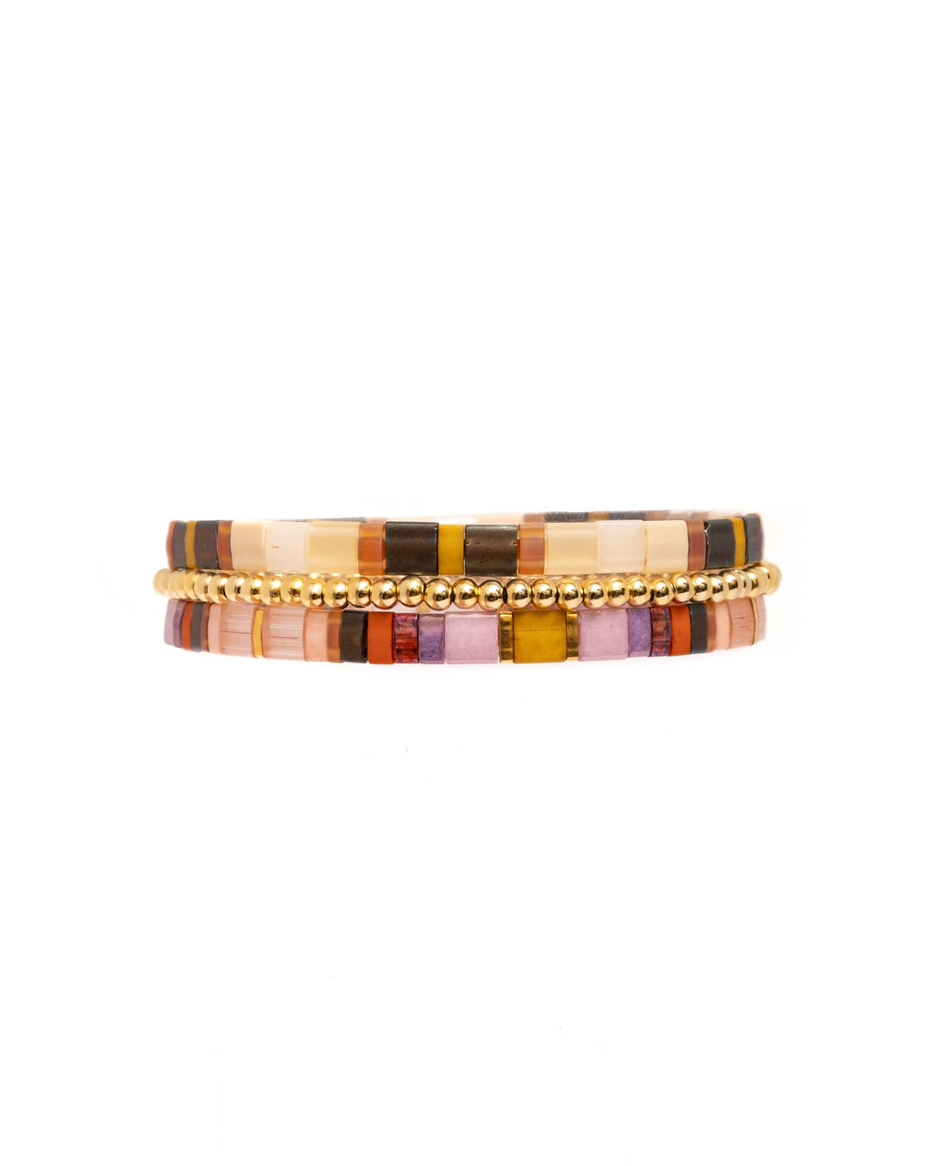 Mayana Designs Co - Set/3 Miyuki Tila Bracelets (Red/Aqua)