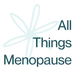 Logo for 'All Things Menopause' with a stylized flower design on a white background.