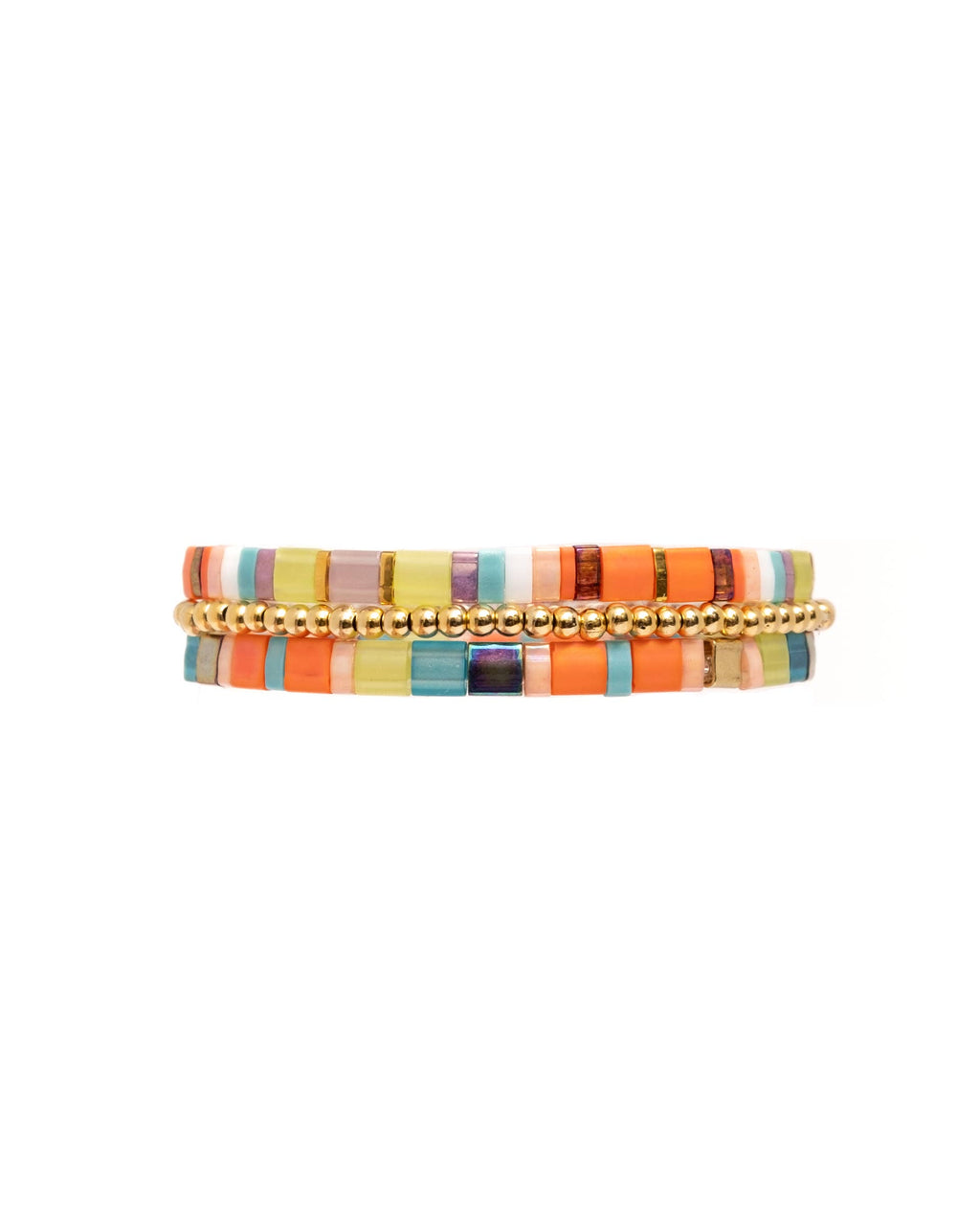Mayana Designs Co - Set/3 Miyuki Tila Bracelets (Red/Aqua)