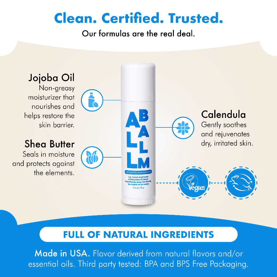 Product packaging with ingredients and benefits listed on a beige background