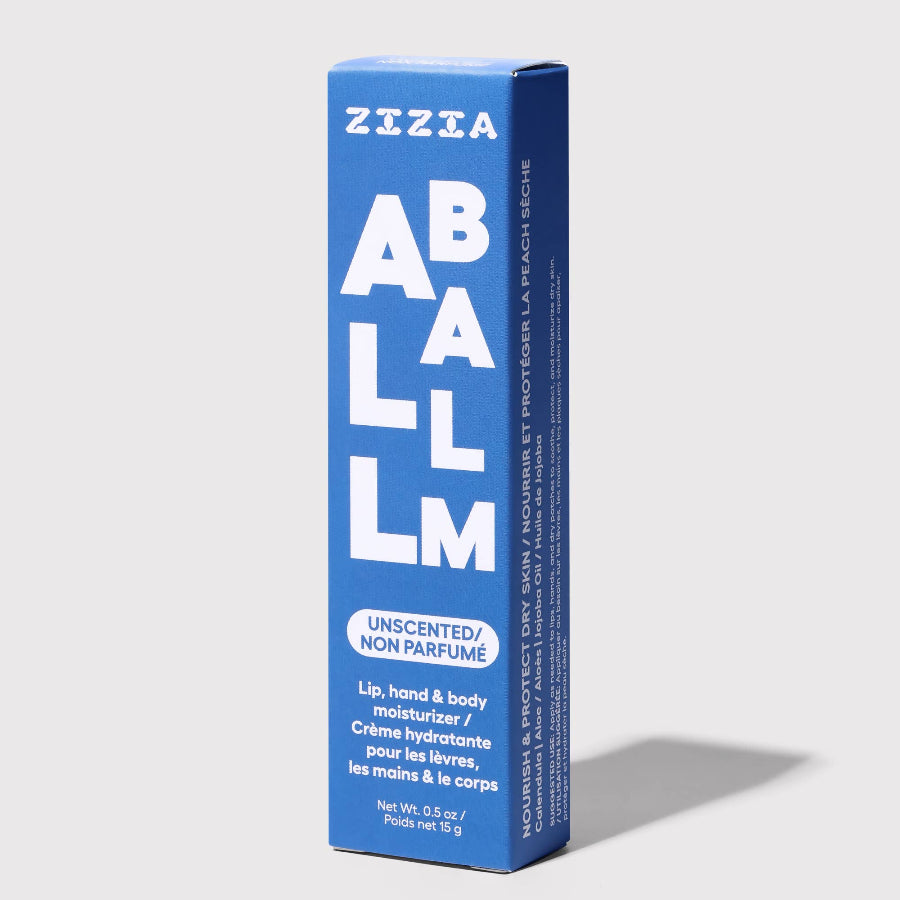 Zizzi Allm balm packaging on a white background