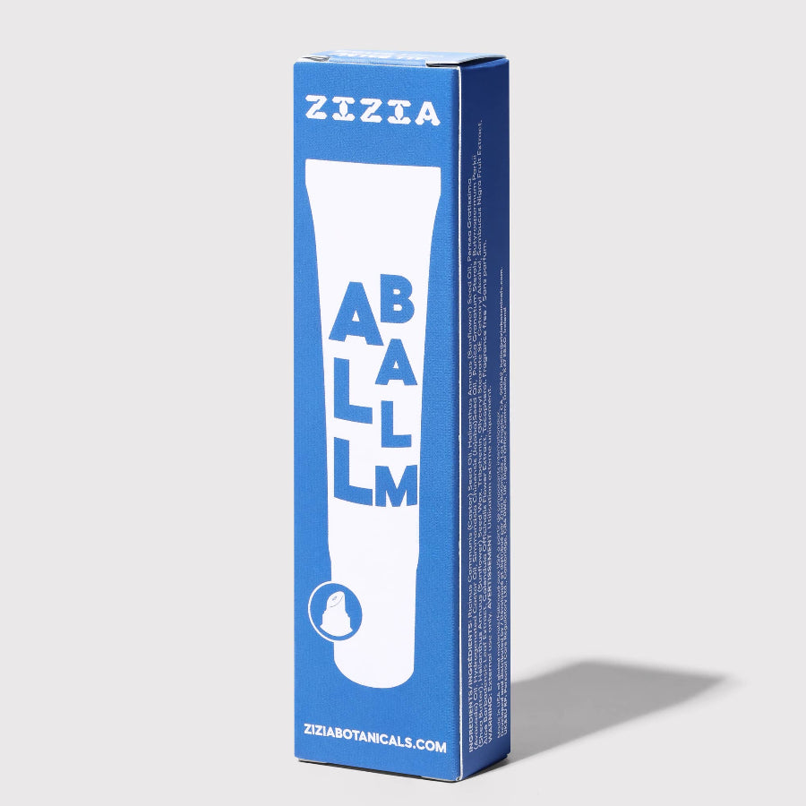 Zizia Abalm box on a light gray background
