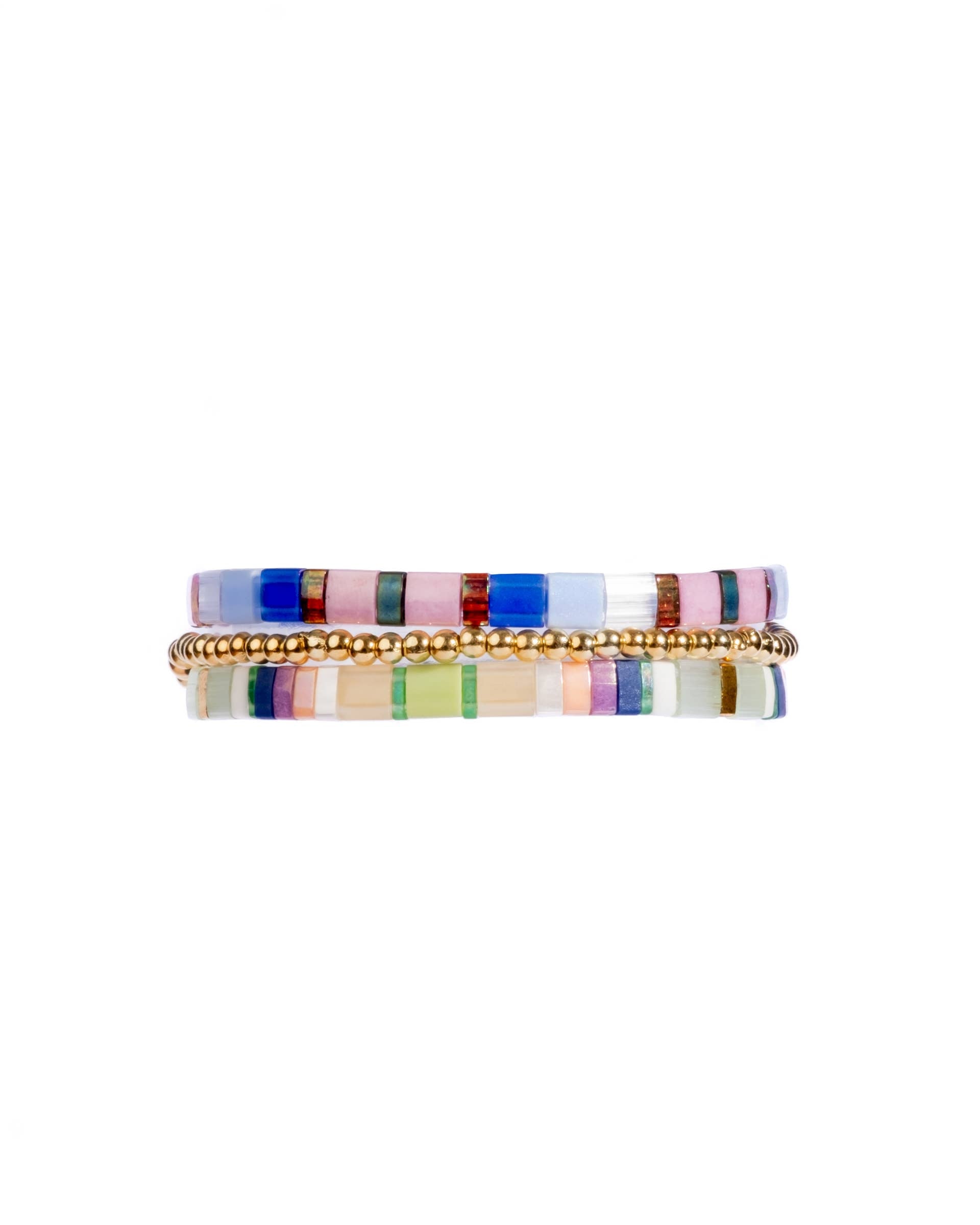 Mayana Designs Co - Set/3 Miyuki Tila Bracelets (Red/Aqua)