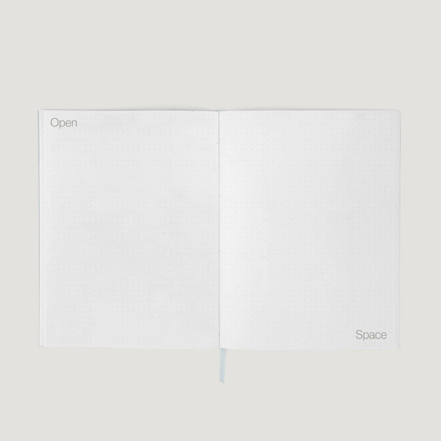 Whiteboard with 'Open' and 'Space' labels on a light gray background